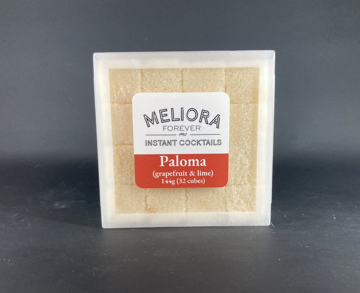 Instant cocktail cube to make a Paloma (Grapefruit & Lime) Cocktail, which includes  Cane sugar, Bittermen's Hopped Grapefruit bitters, grapefruit artisan flavor, lime oil, grapefruit powder, lime powder, grapefruit extract. 32 Count Box