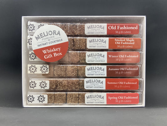 instant cocktail cubes, including 6 different flavors. Sugar cubes infused with bitters, fruits, and natural flavors. Each flavor is packaged in an 8-count tube. Flavors include Old Fashioned, Smoked Maple Old Fashioned, Winter Old Fashioned, Autumn Old Fashioned, Summer Old Fashioned and Spring Old Fashioned.