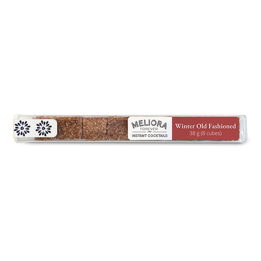 Meliora Forever Rosemary, Maple & Cinnamon instant cocktails package on a white background