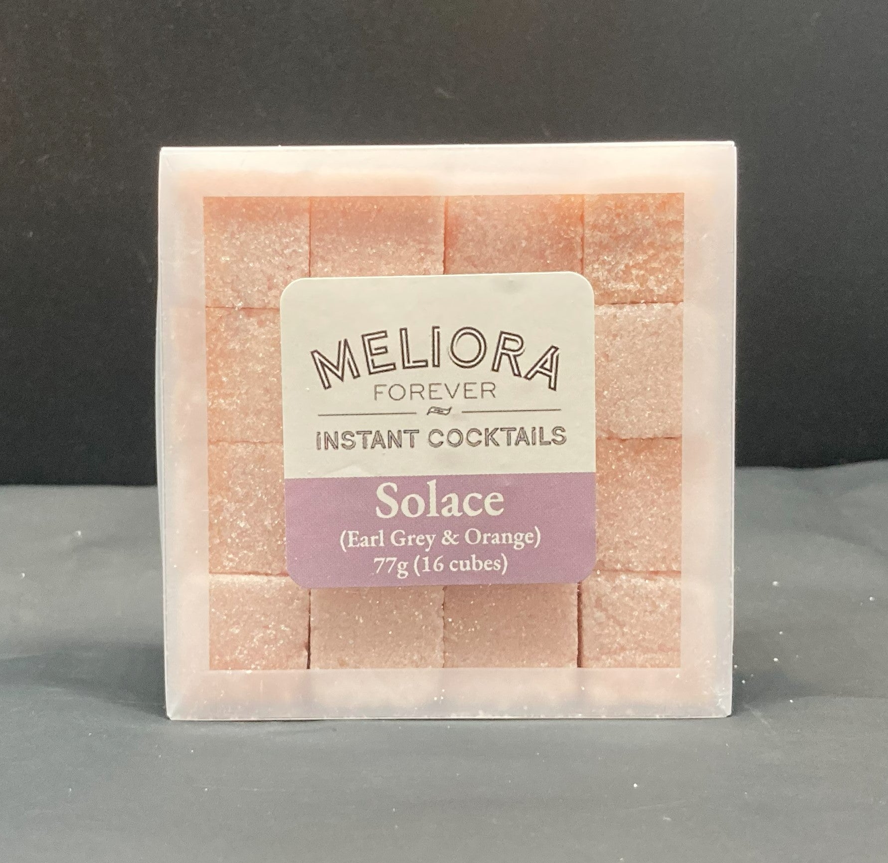 Instant cocktail cube to make a Solace (Earl Grey &amp; Orange) Cocktail, which includes Cane sugar, Angostura Aromatic bitters, 18.21 Earl Grey bitters, earl grey extract, orange extract, earl grey powder, orange powder. 16 Count Box.